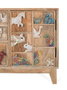 Giner y Colomer Commode 5 tiroirs en bois de manguier massif avec sculptures animales peintes à la main - Détails uniques, pattes 12 cm